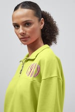 Half Zip High Neck Embroidery Sweatshirt