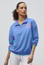 Half Zip High Neck Embroidery Sweatshirt