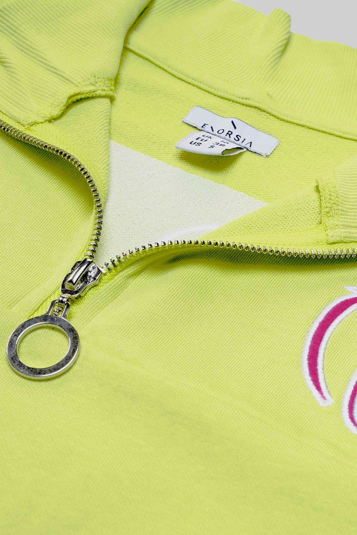 Half Zip High Neck Embroidery Sweatshirt