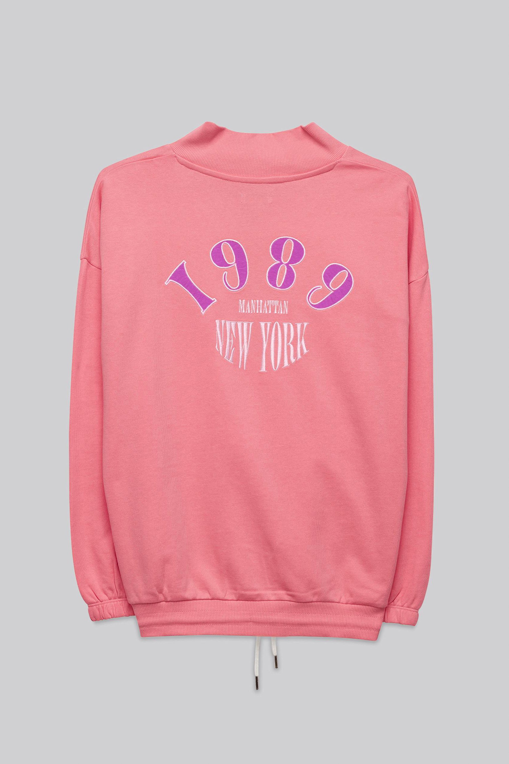 Half Zip High Neck Embroidery Sweatshirt