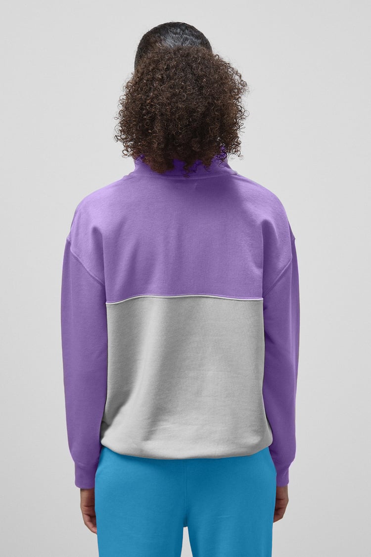 Colour Block LS High Neck Sweatshirt