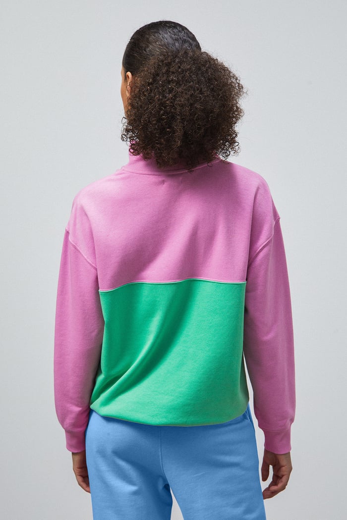Colour Block LS High Neck Sweatshirt