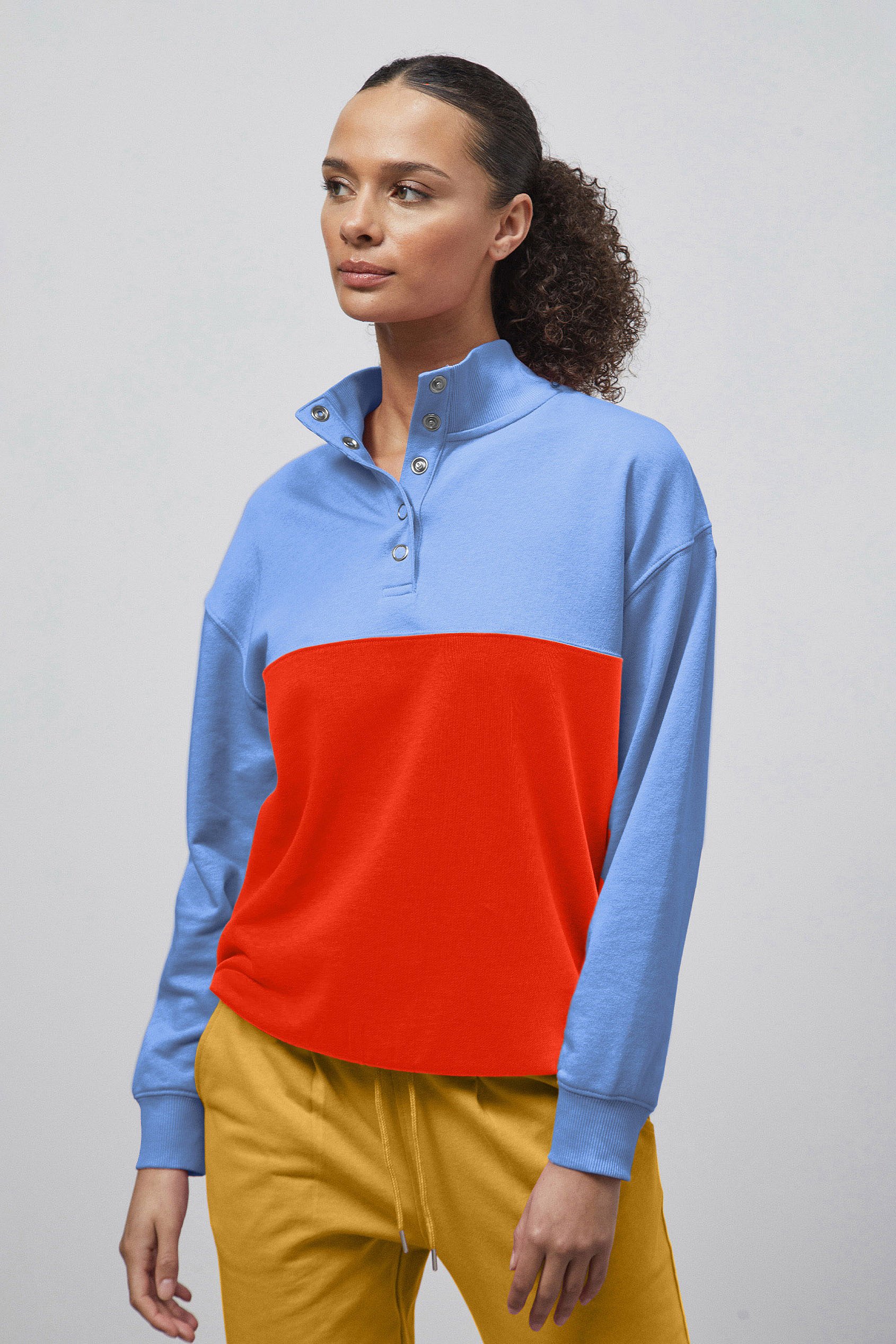 Colour Block LS High Neck Sweatshirt