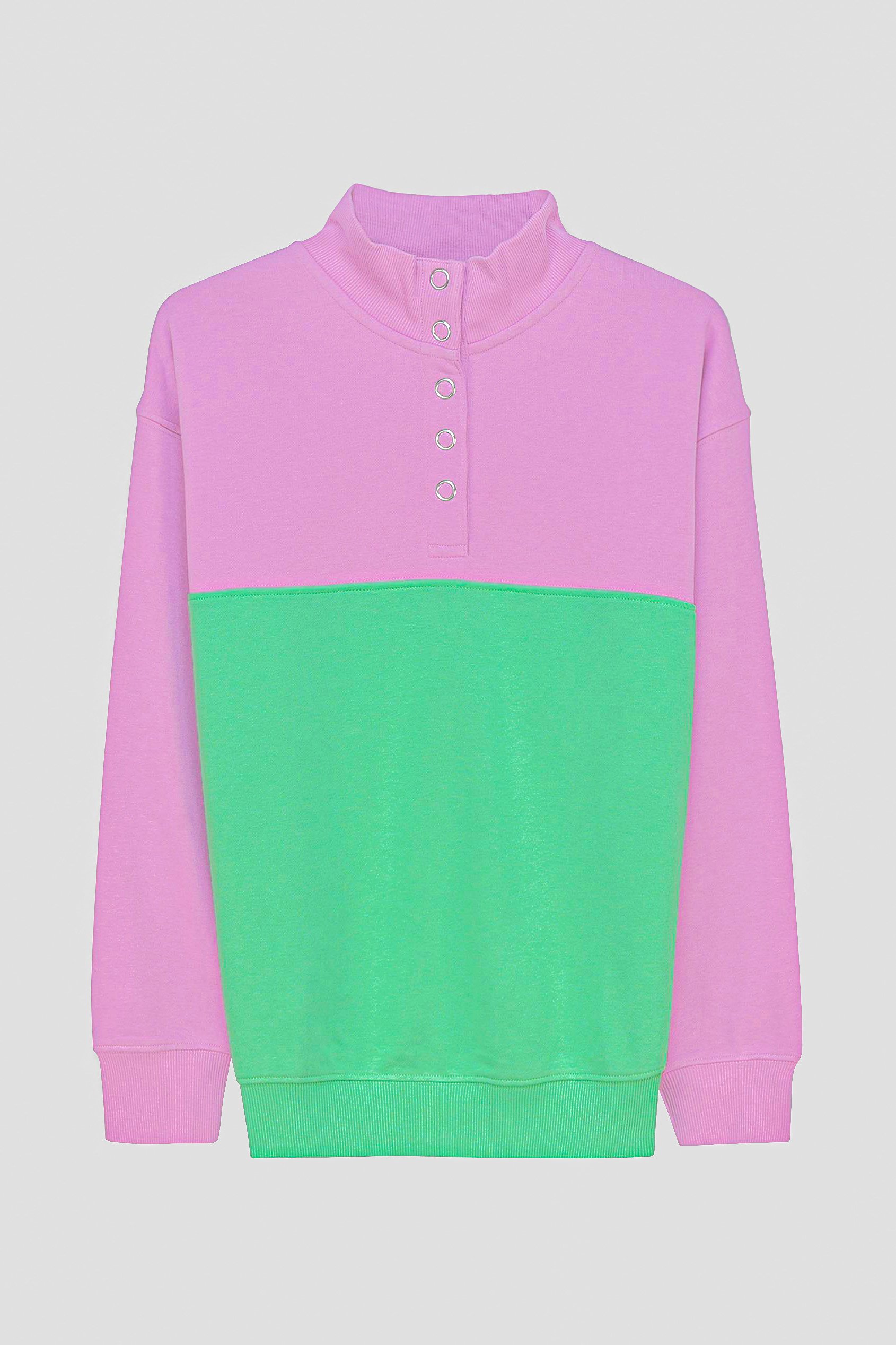 Colour Block LS High Neck Sweatshirt