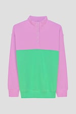 Colour Block LS High Neck Sweatshirt