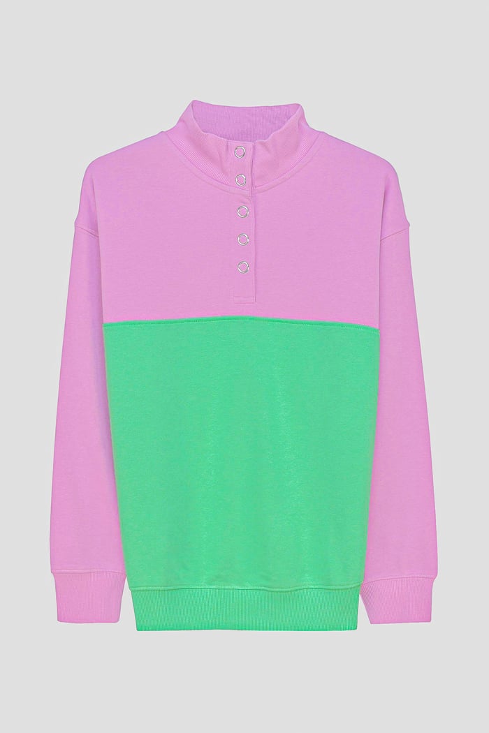 Colour Block LS High Neck Sweatshirt