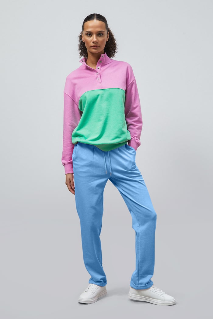 Colour Block LS High Neck Sweatshirt