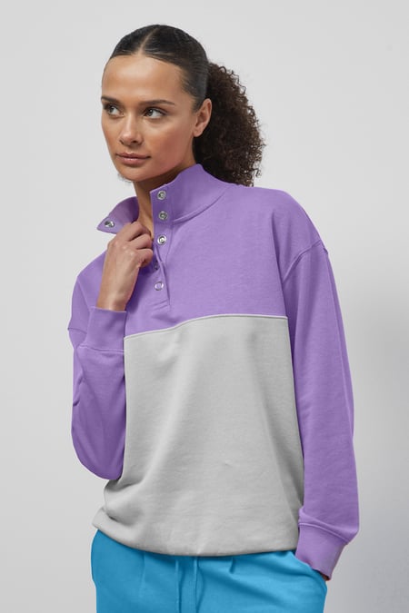 Yellow Colour Block LS High Neck Sweatshirt