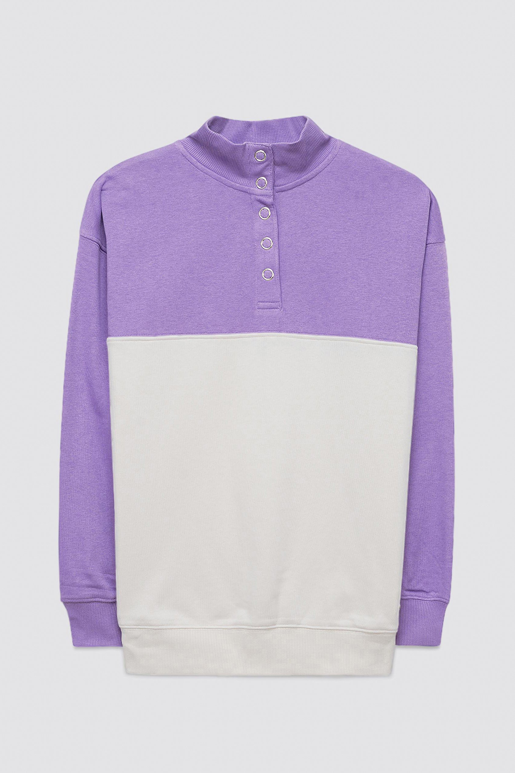 Colour Block LS High Neck Sweatshirt