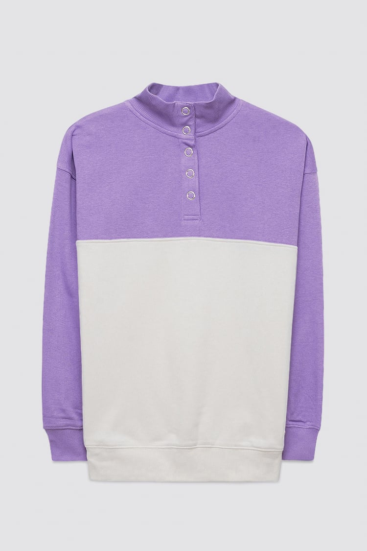 Colour Block LS High Neck Sweatshirt