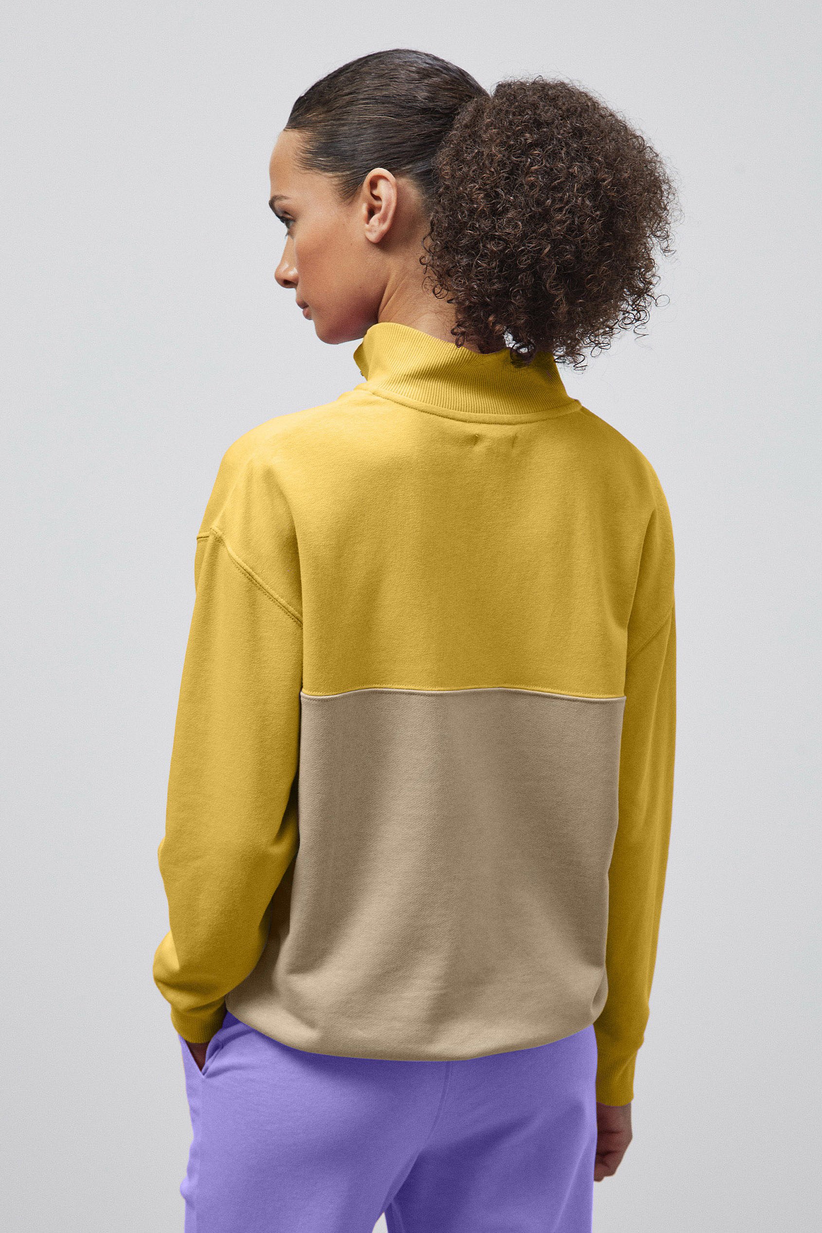 Colour Block LS High Neck Sweatshirt