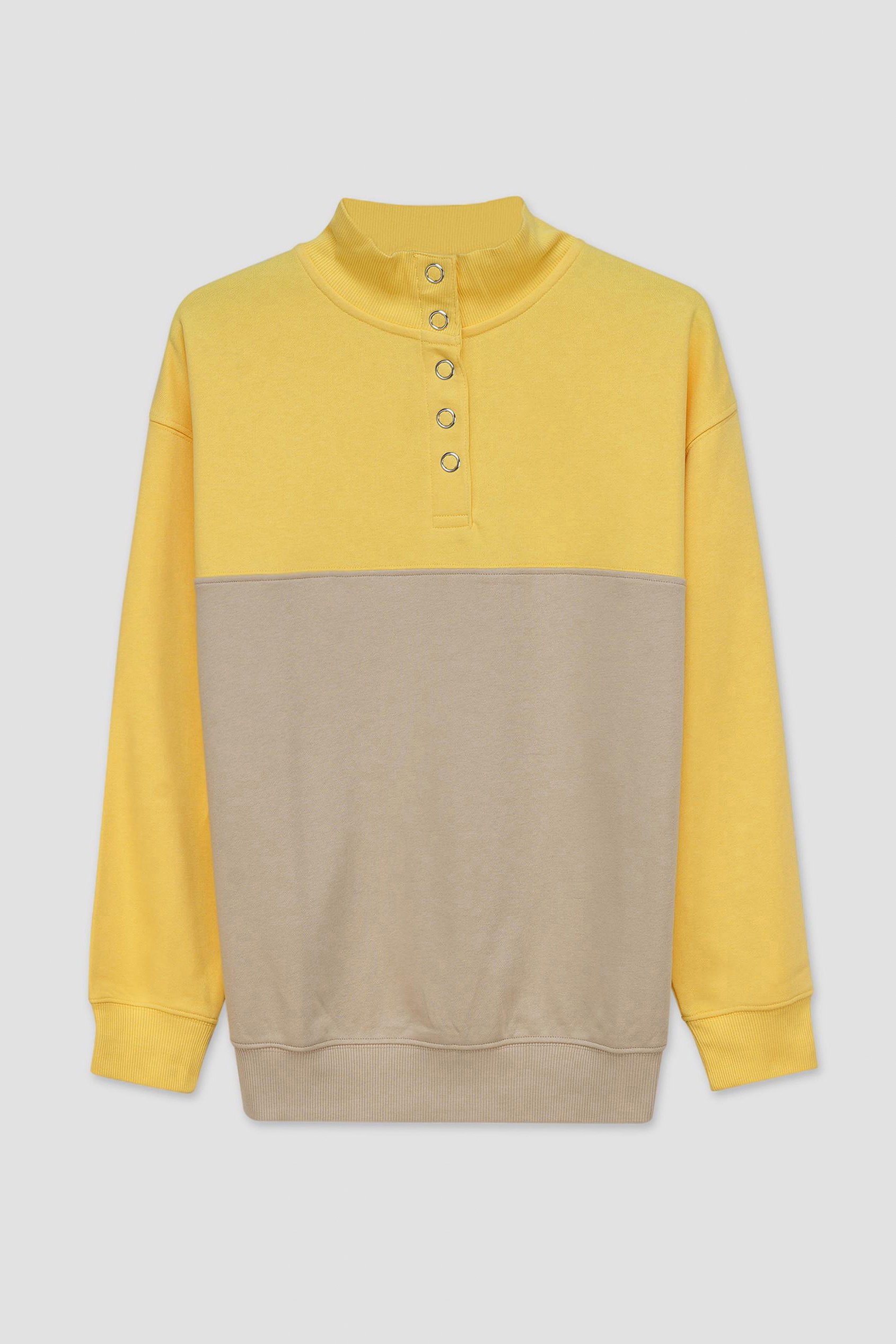 Colour Block LS High Neck Sweatshirt