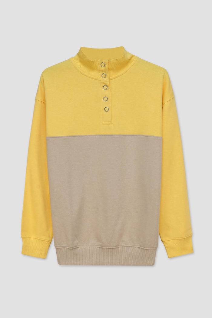 Colour Block LS High Neck Sweatshirt