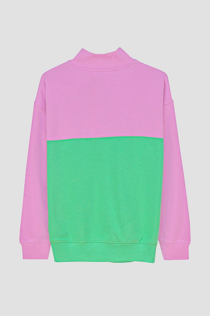 Colour Block LS High Neck Sweatshirt