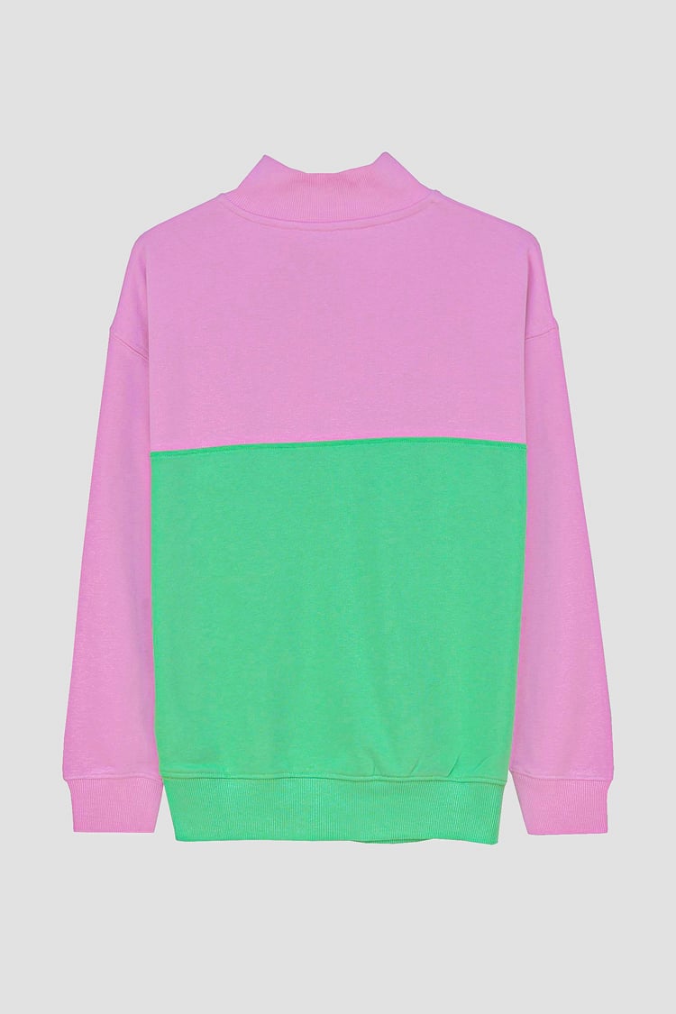 Colour Block LS High Neck Sweatshirt