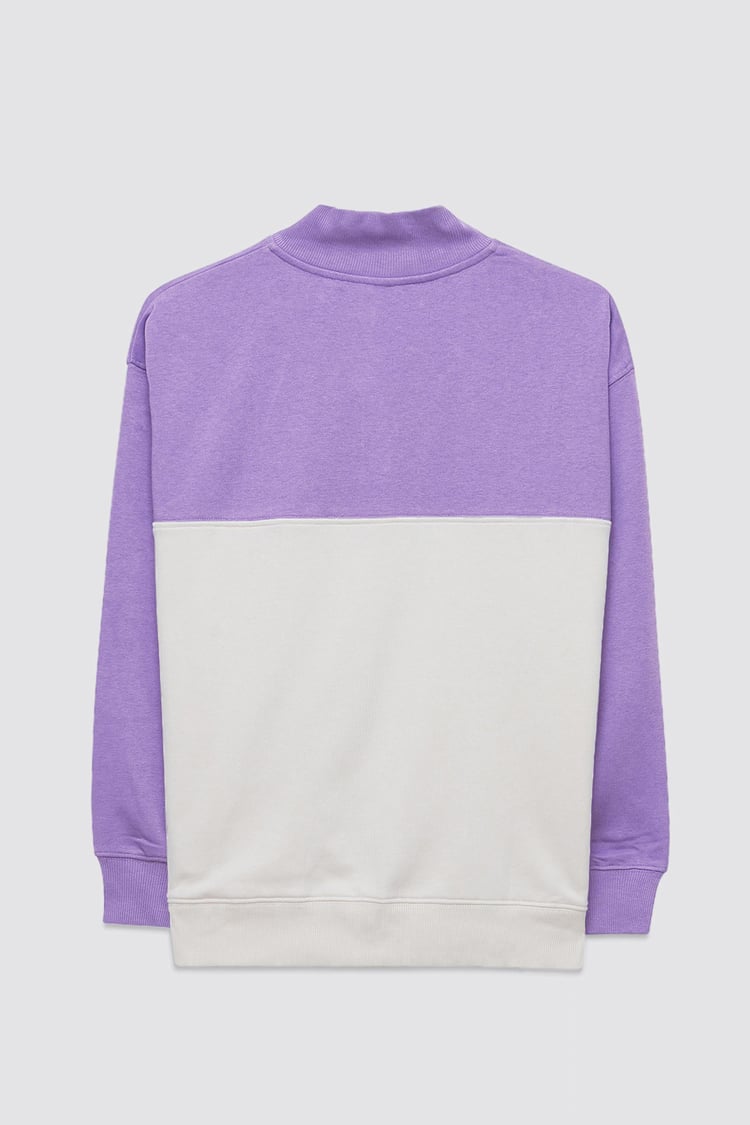 Colour Block LS High Neck Sweatshirt