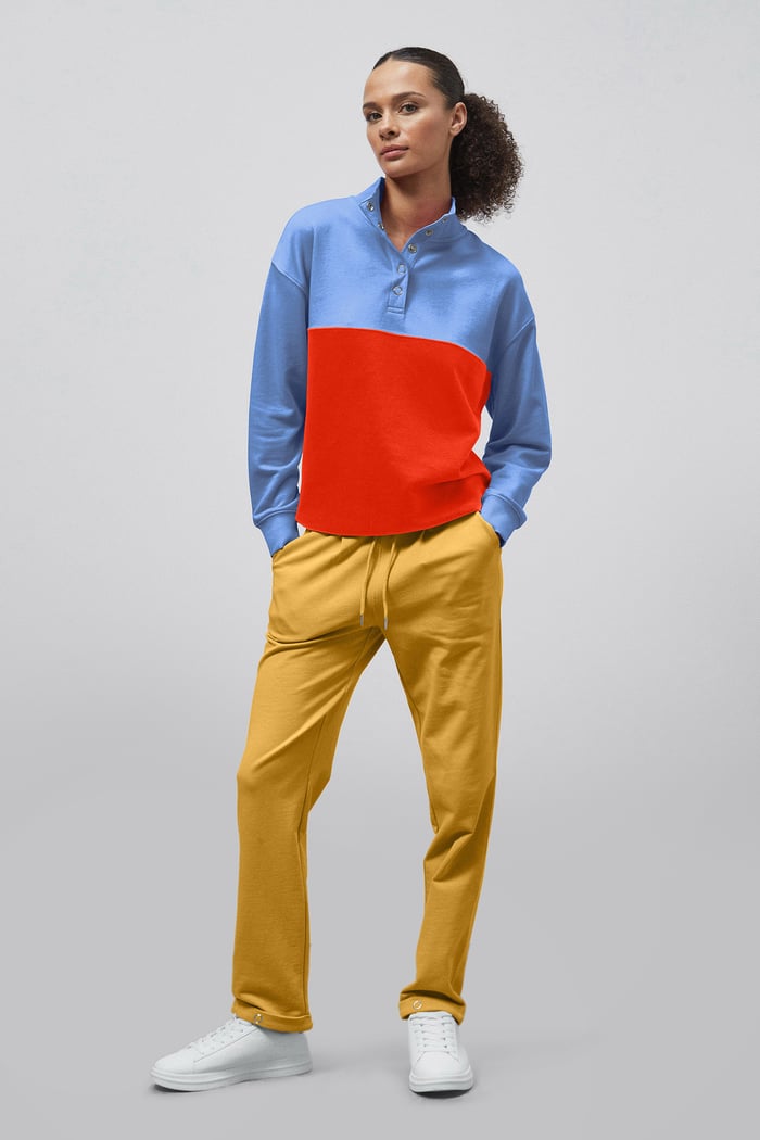 Colour Block LS High Neck Sweatshirt