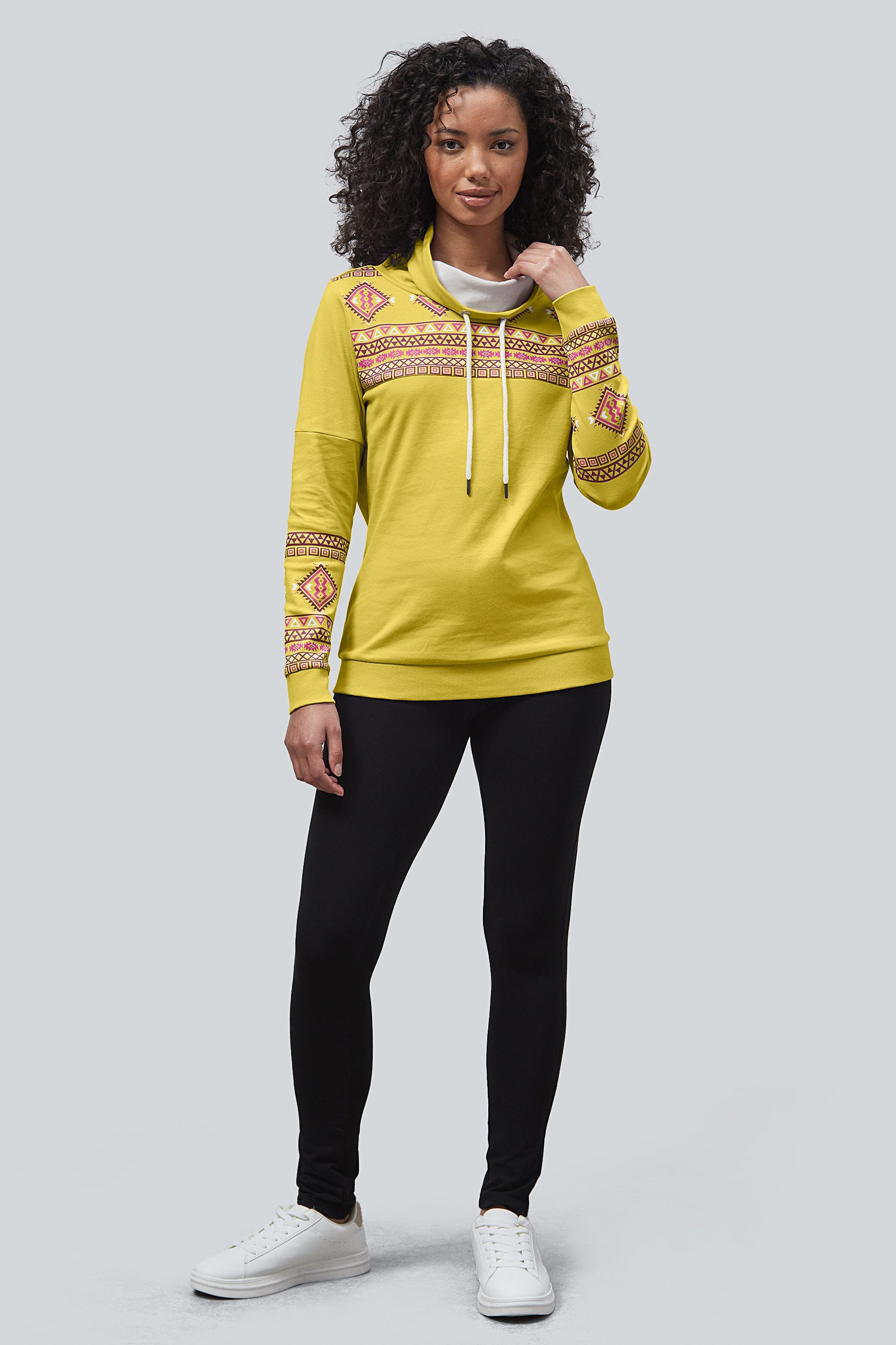 Geo Printed High Collar Sweatshirt