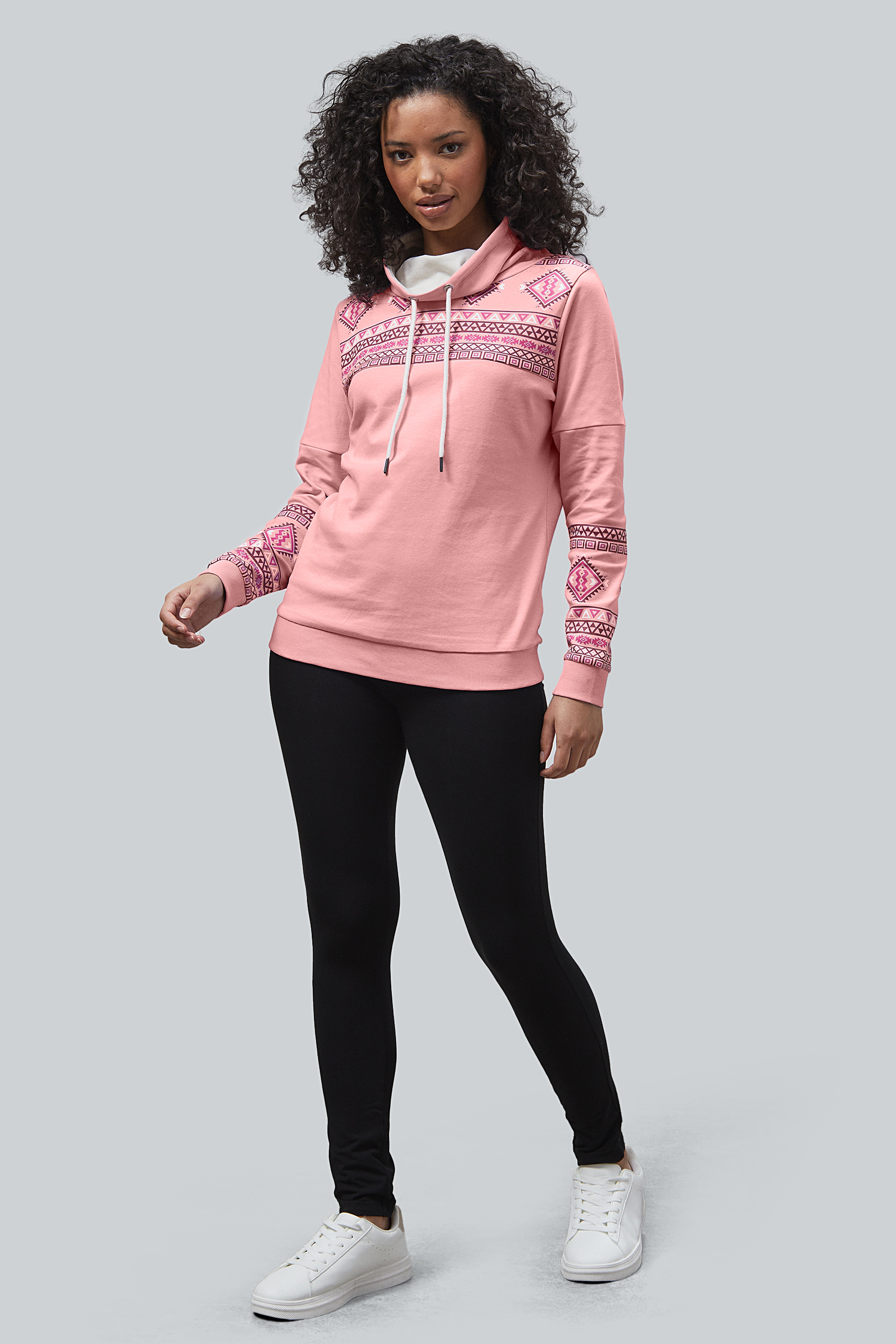 Geo Printed High Collar Sweatshirt