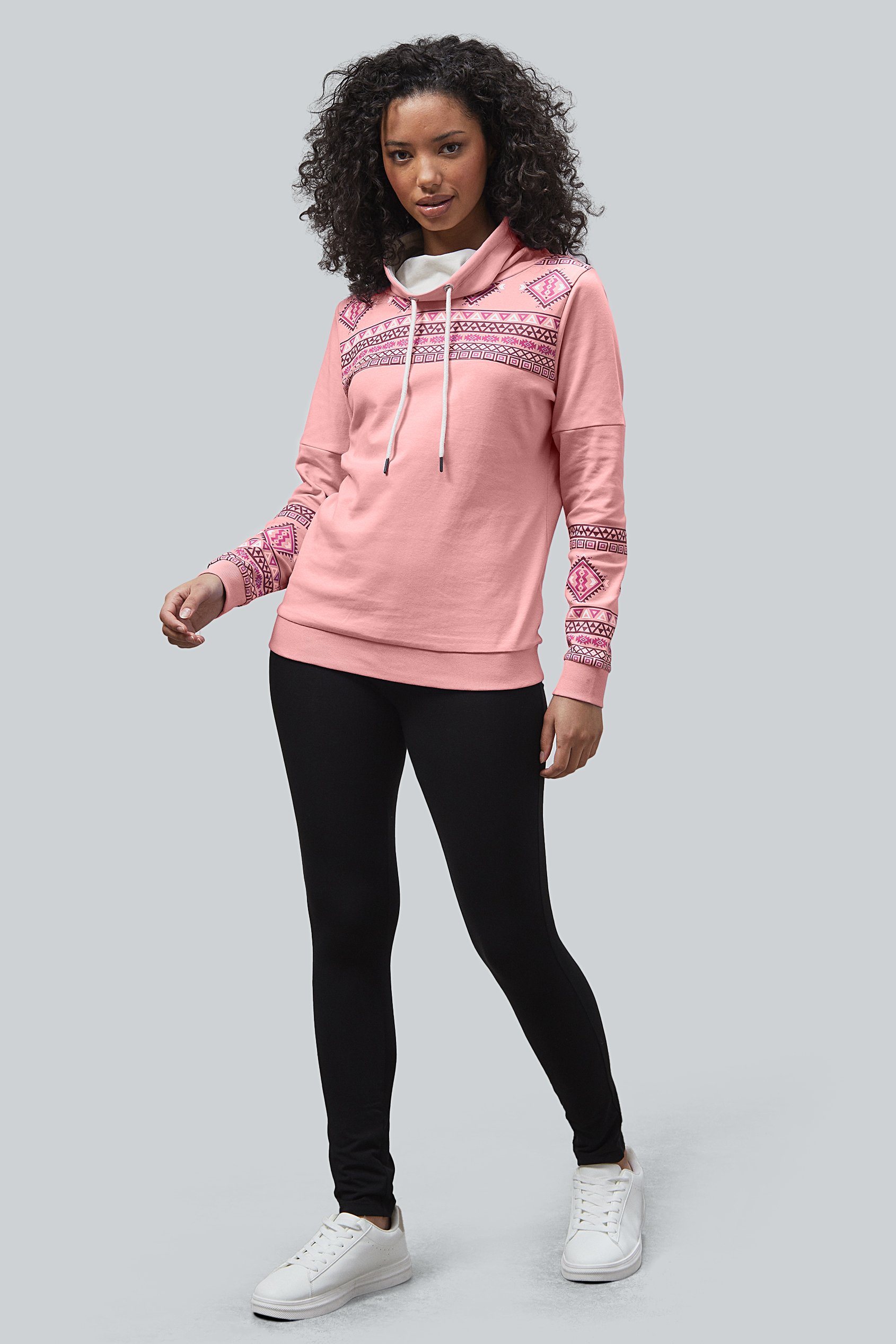 Geo Printed High Collar Sweatshirt