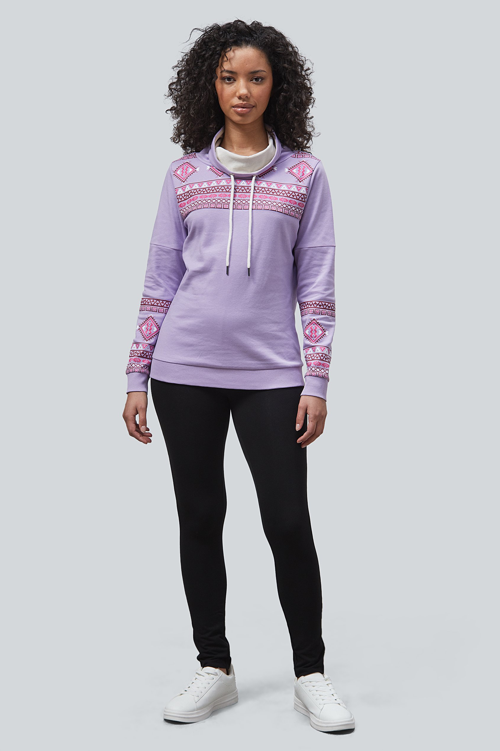 Geo Printed High Collar Sweatshirt