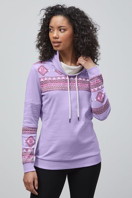 Pink Geo Printed High Collar Sweatshirt