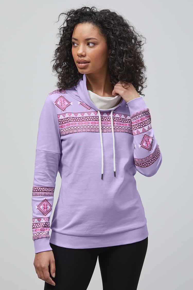 Geo Printed High Collar Sweatshirt