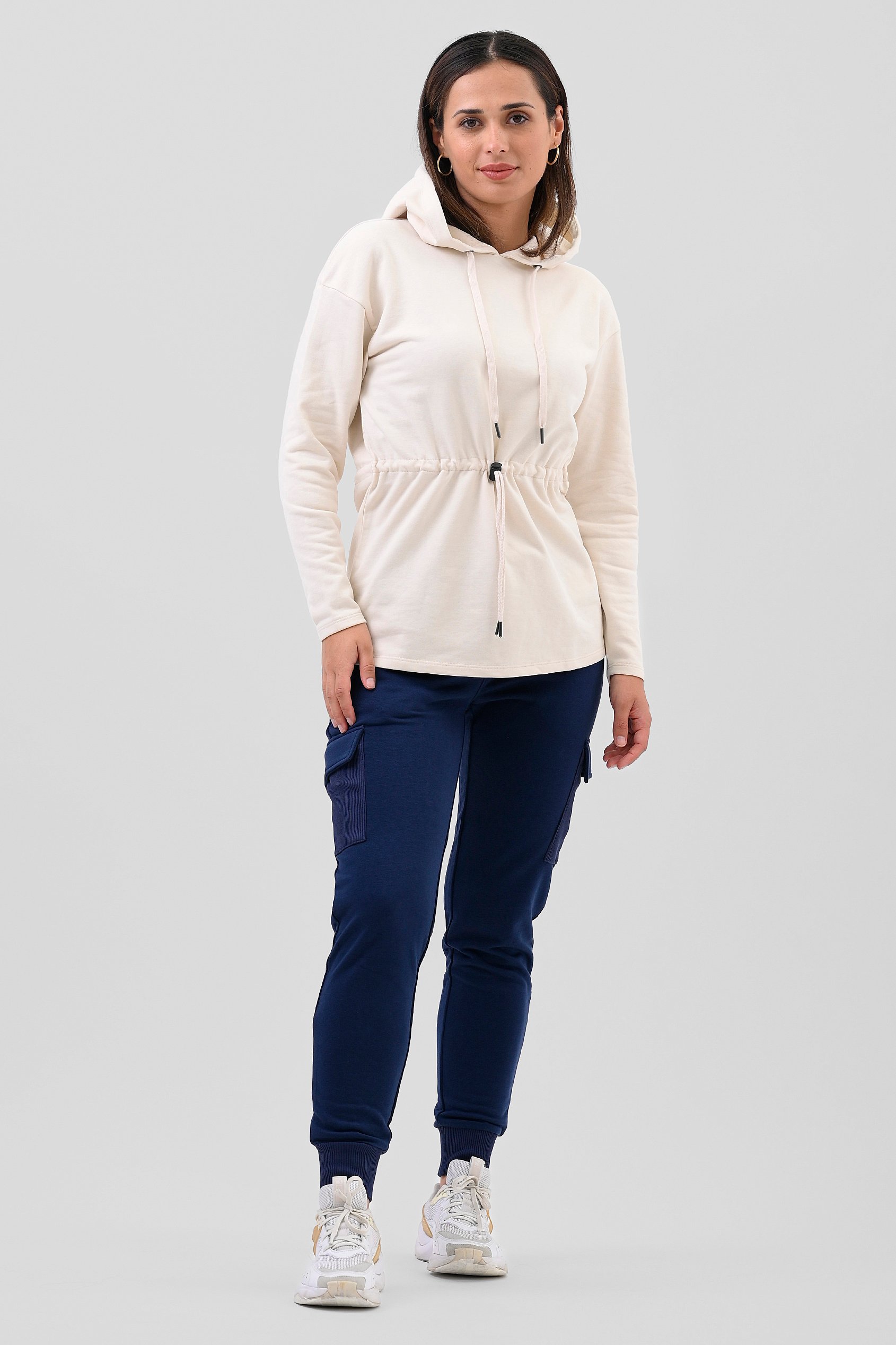 Womens Hooded Tie Waist Sweatshirt