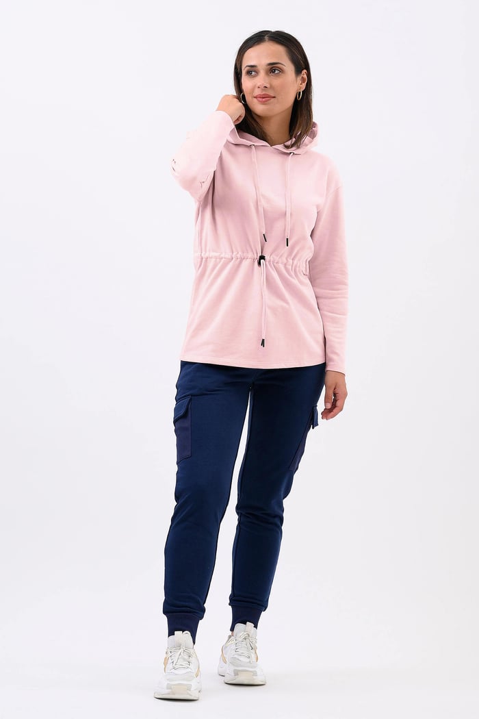 Womens Hooded Tie Waist Sweatshirt
