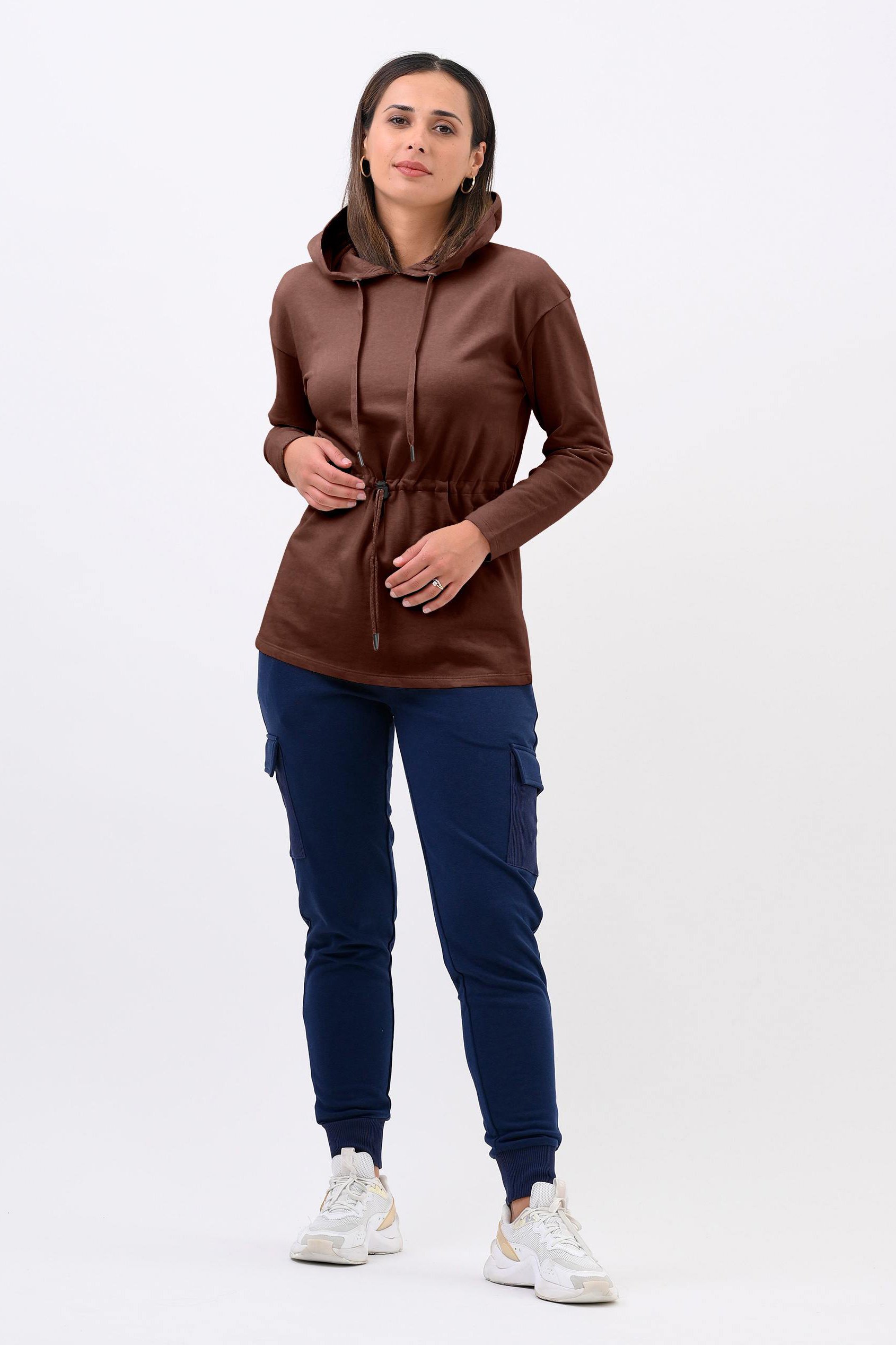 Womens Hooded Tie Waist Sweatshirt