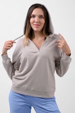 Womens V-Neck Drop Shoulder Hoodie