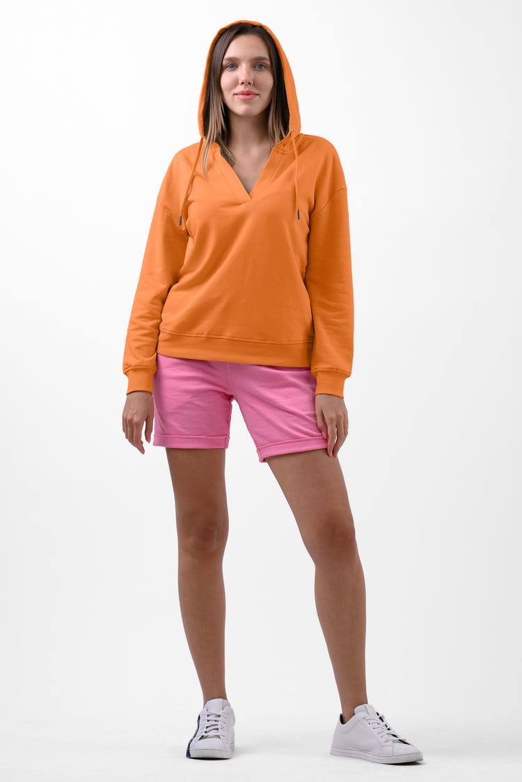 Womens V-Neck Drop Shoulder Hoodie