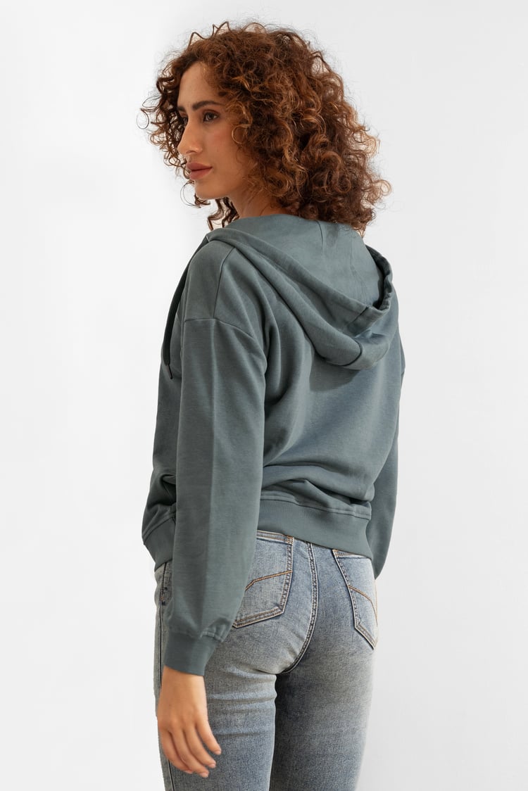 Womens V-Neck Drop Shoulder Hoodie