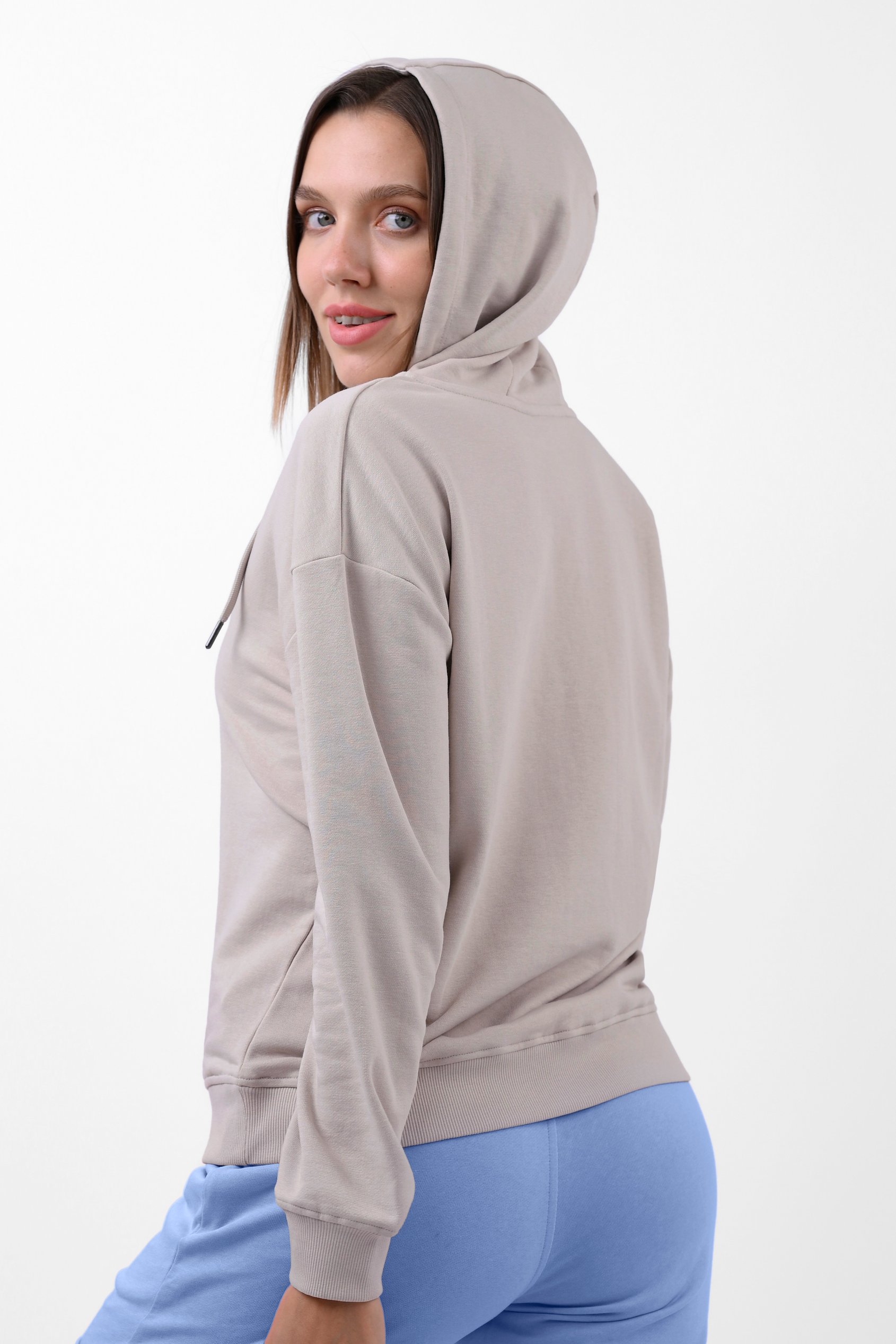 Womens V-Neck Drop Shoulder Hoodie