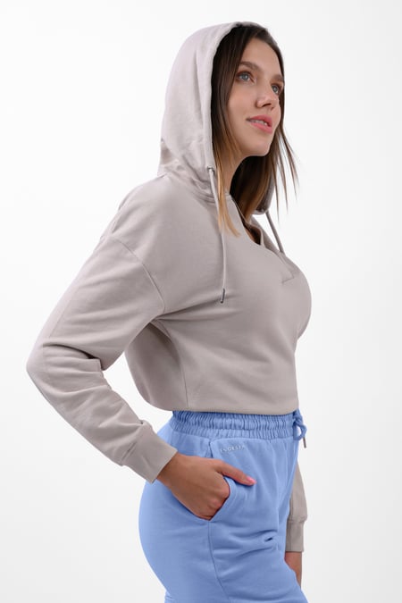 Womens Silver V-Neck Drop Shoulder Hoodie