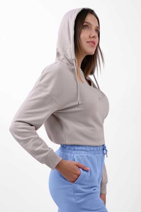 Womens Silver V-Neck Drop Shoulder Hoodie