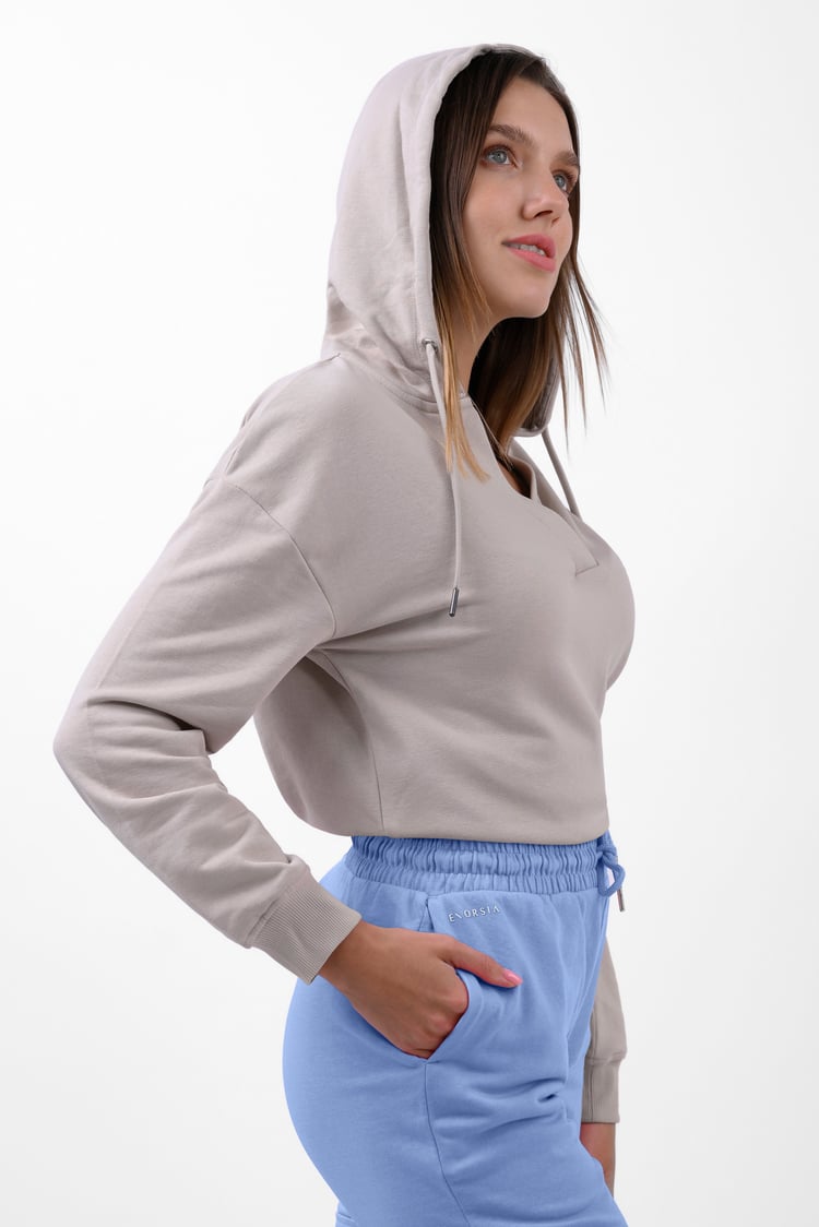 Womens V-Neck Drop Shoulder Hoodie