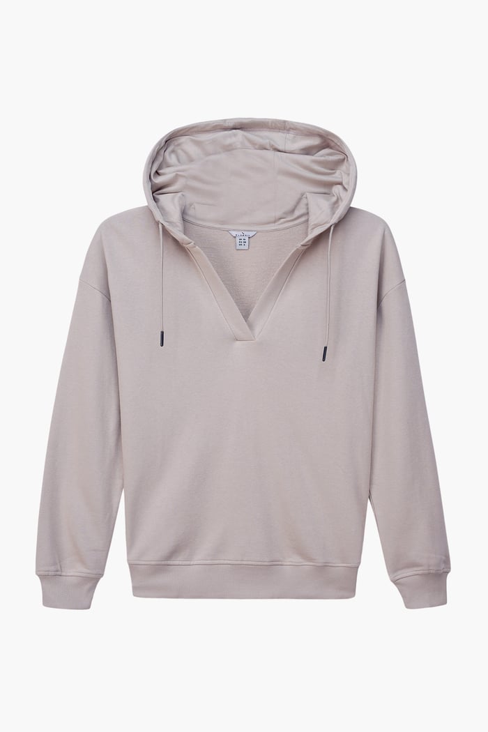 Womens V-Neck Drop Shoulder Hoodie