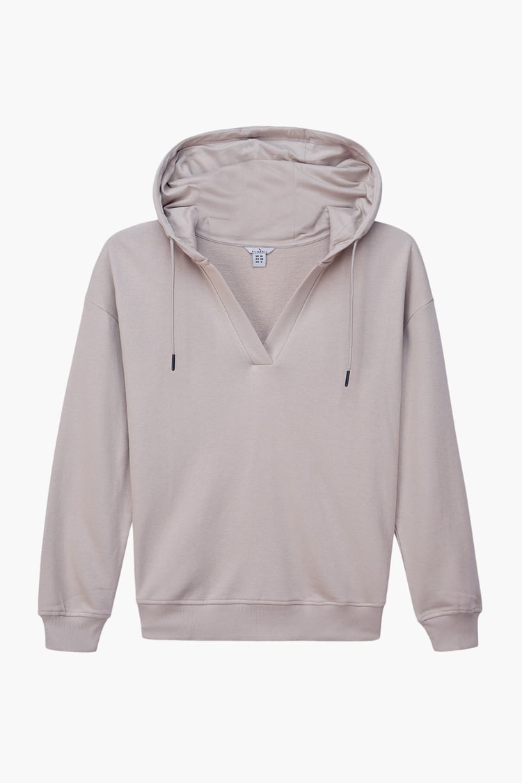 Womens V-Neck Drop Shoulder Hoodie