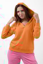 Womens V-Neck Drop Shoulder Hoodie
