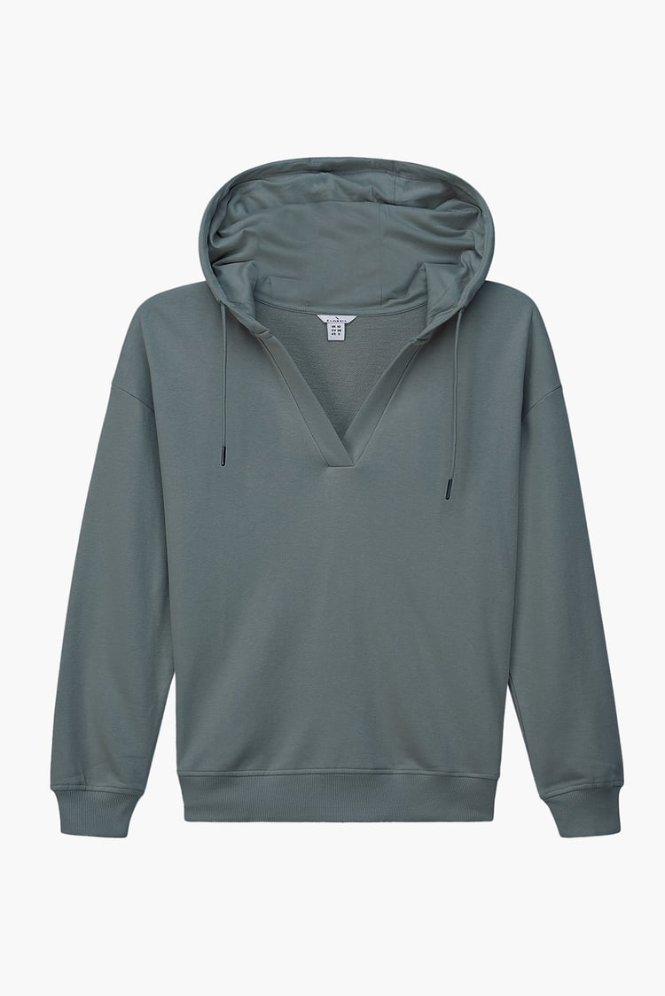 Womens V-Neck Drop Shoulder Hoodie