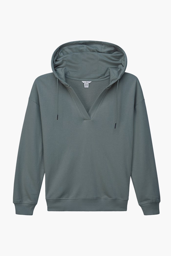 Womens V-Neck Drop Shoulder Hoodie