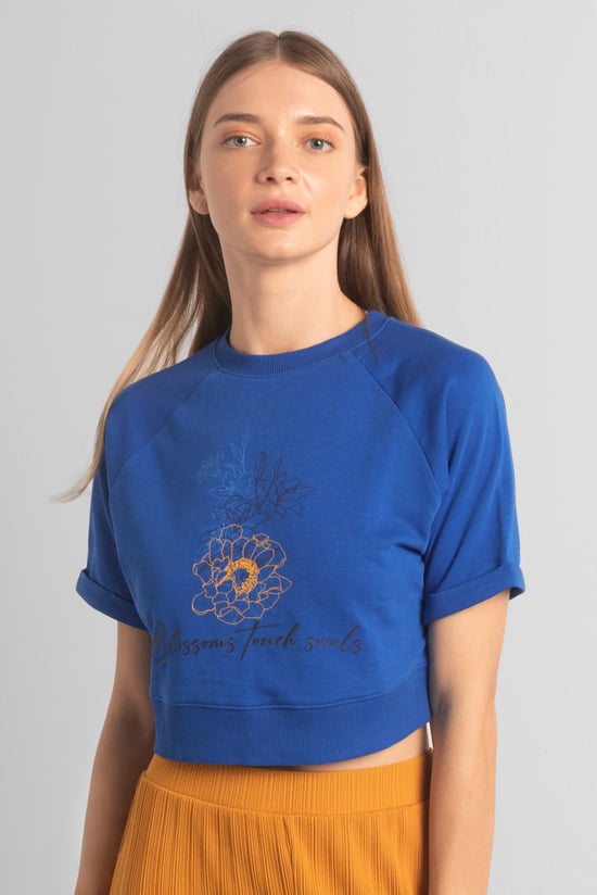 Womens Blossom Print Cropped Sweatshirt