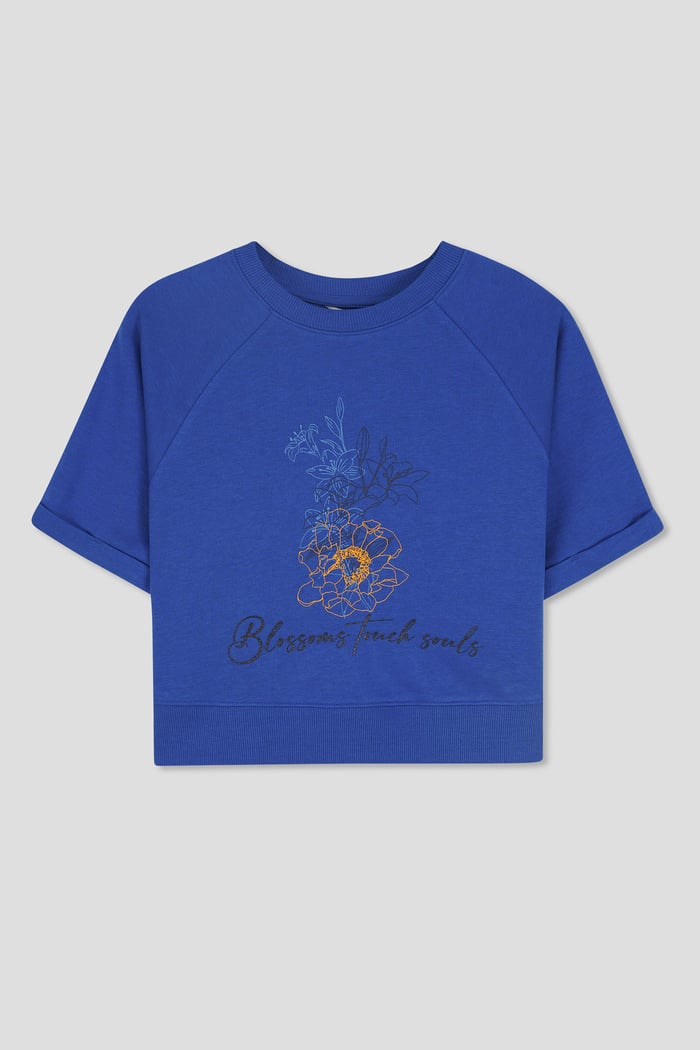 Womens Blossom Print Cropped Sweatshirt