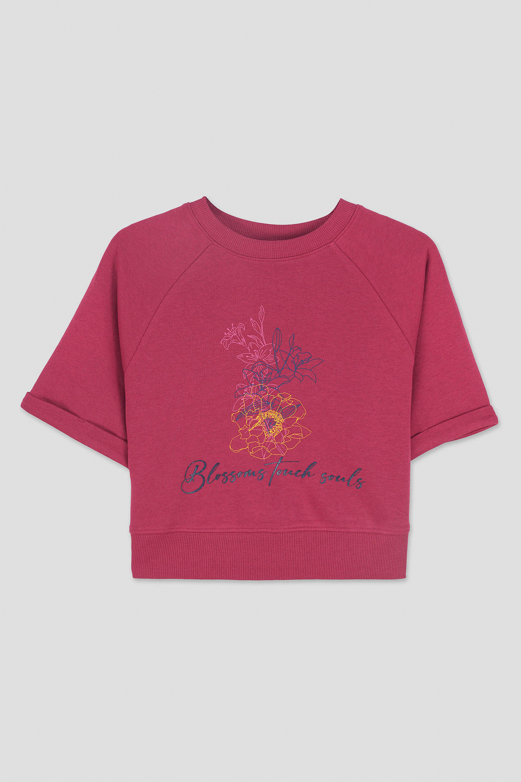 Womens Blossom Print Cropped Sweatshirt