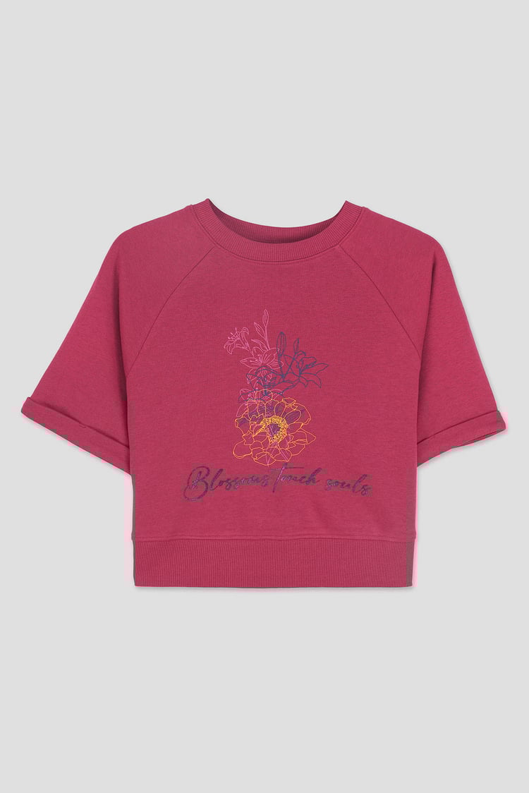 Womens Blossom Print Cropped Sweatshirt