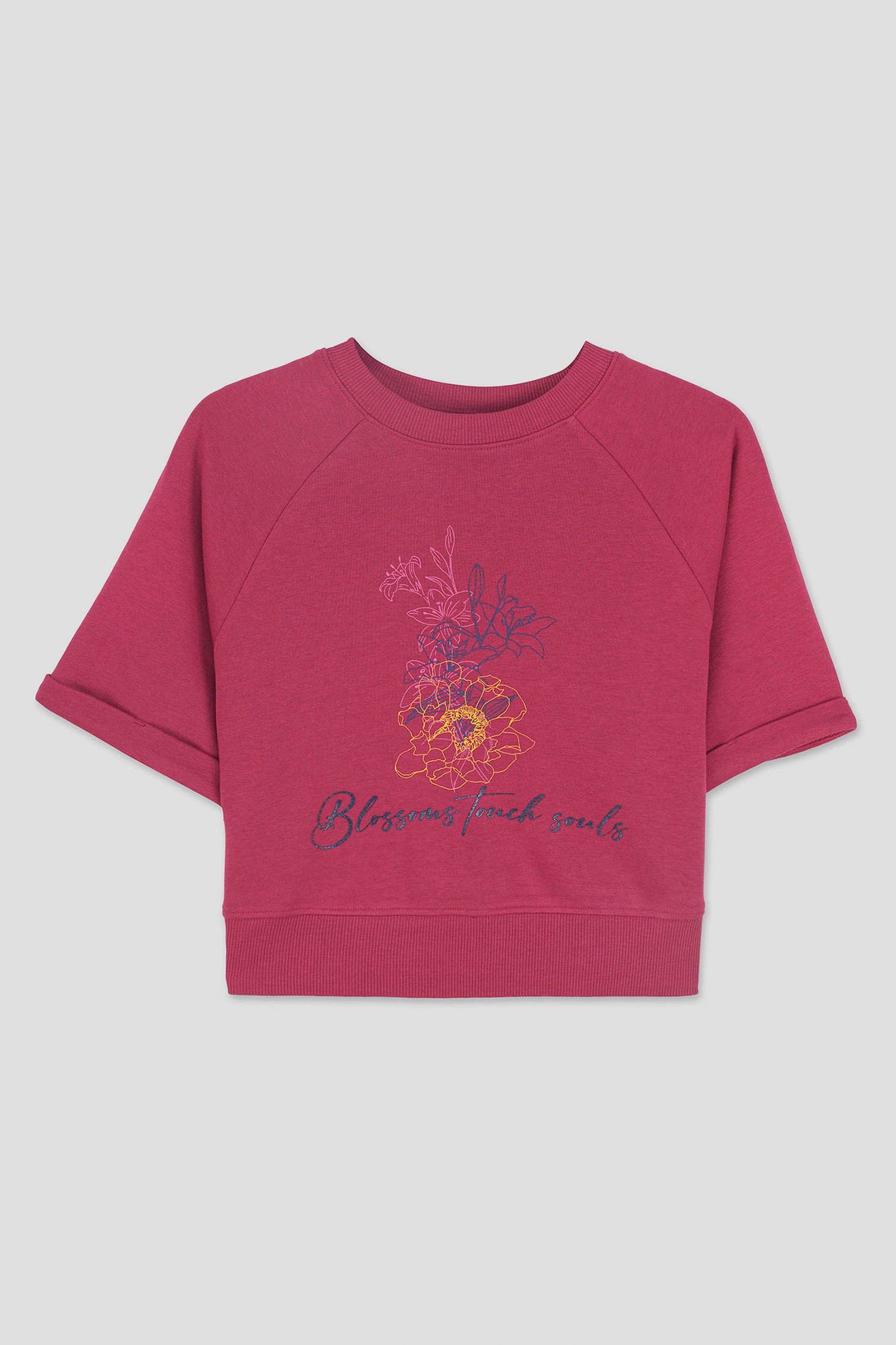 Womens Blossom Print Cropped Sweatshirt