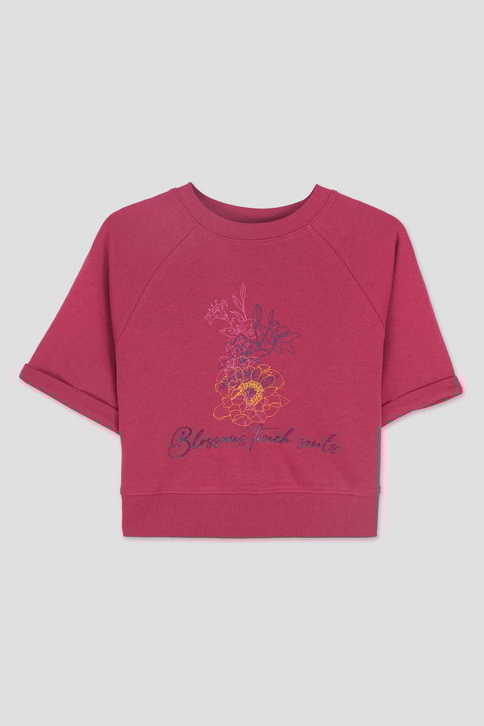 Womens Blossom Print Cropped Sweatshirt