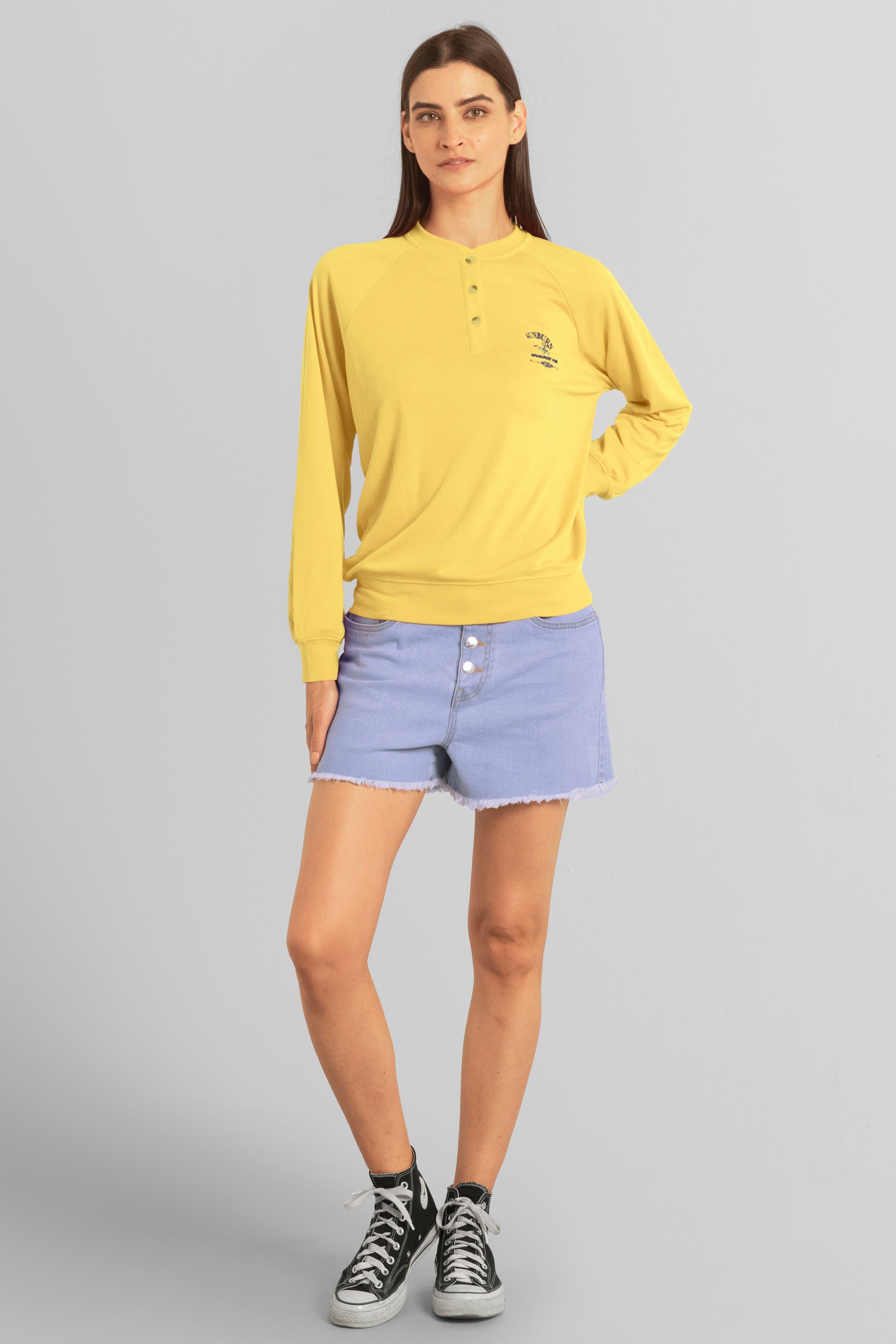 Henley Button Up Long Sleeve Sweatshirt