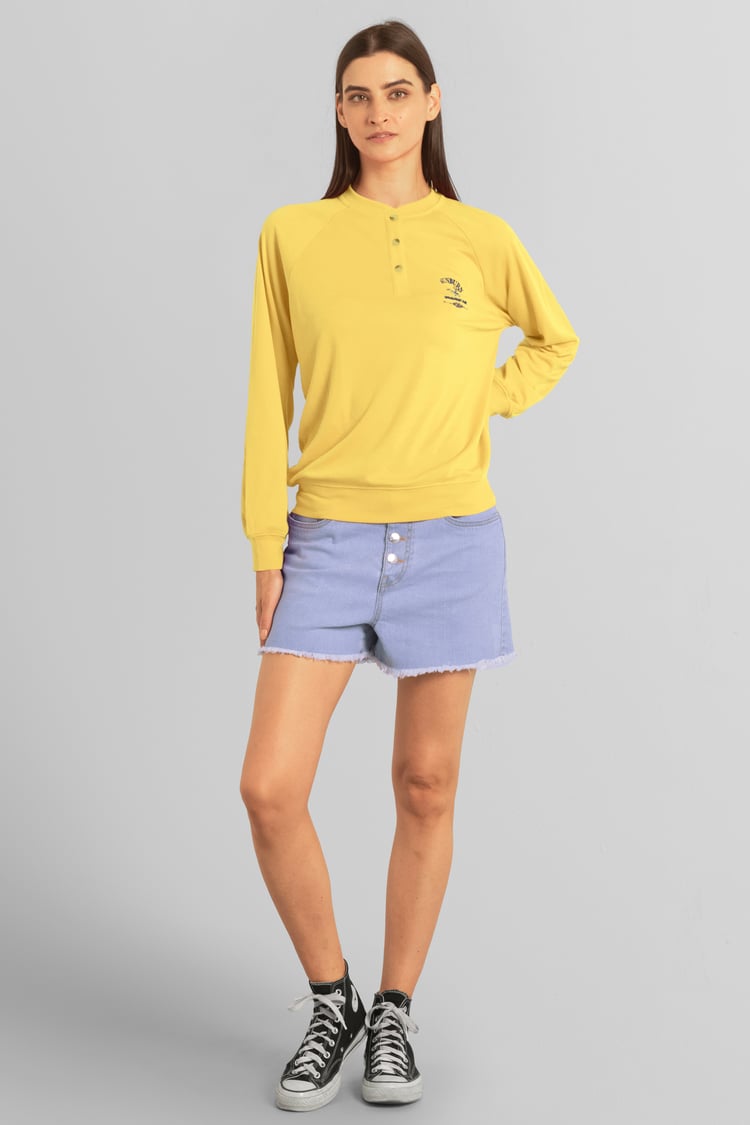 Henley Button Up Long Sleeve Sweatshirt